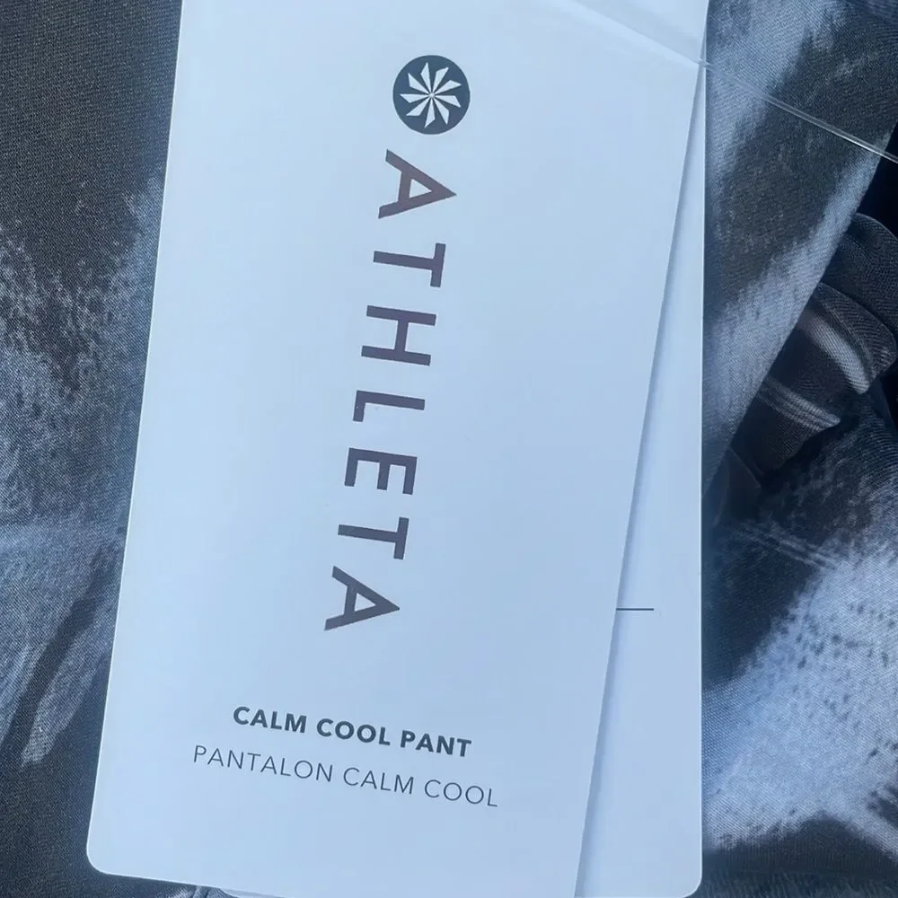 NWT Athleta Calm Cool Pant. Grey Black Marble with White.  Small - Picture 8 of 9